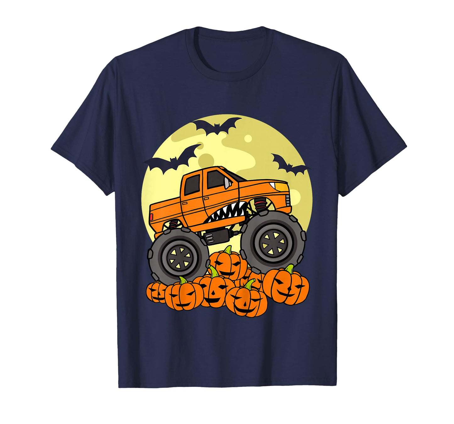 Kids Monster Truck Halloween Moon Jack O Lantern Pumpkin Toddler T-Shirt