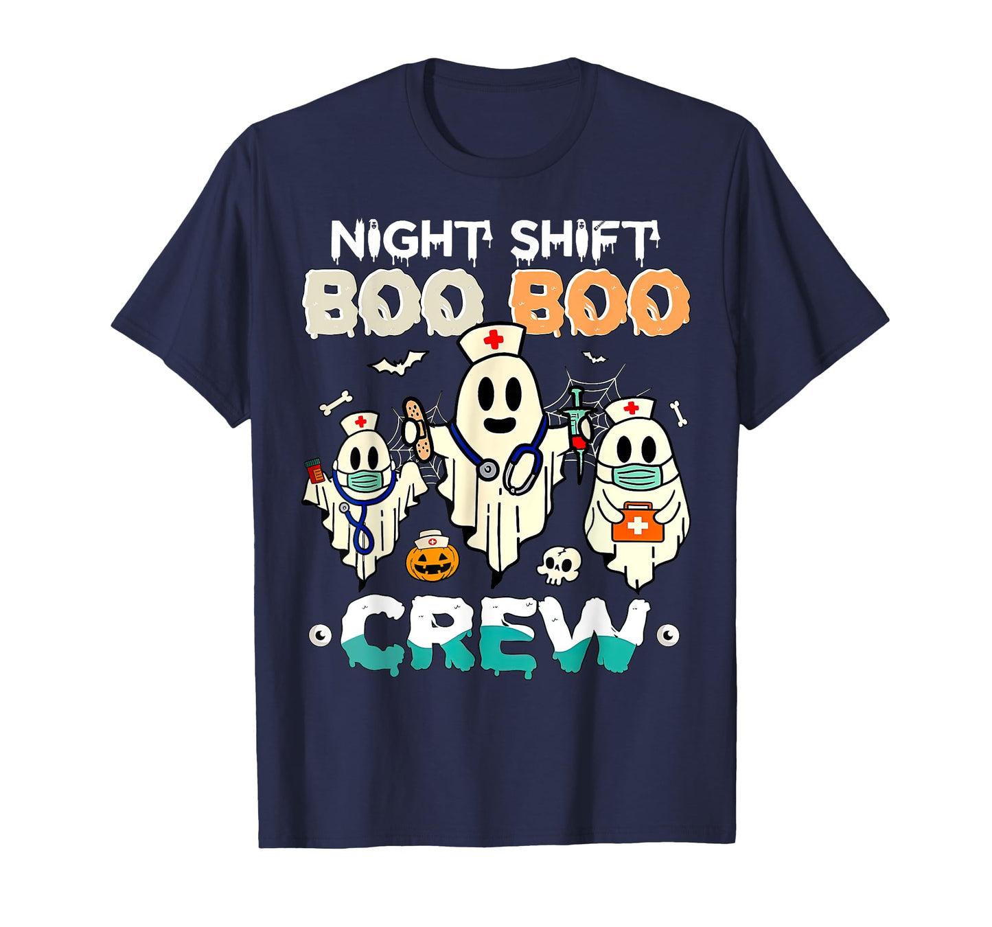Night Shift Boo Boo Crew Nurse Ghost Halloween Nurses RN T-Shirt