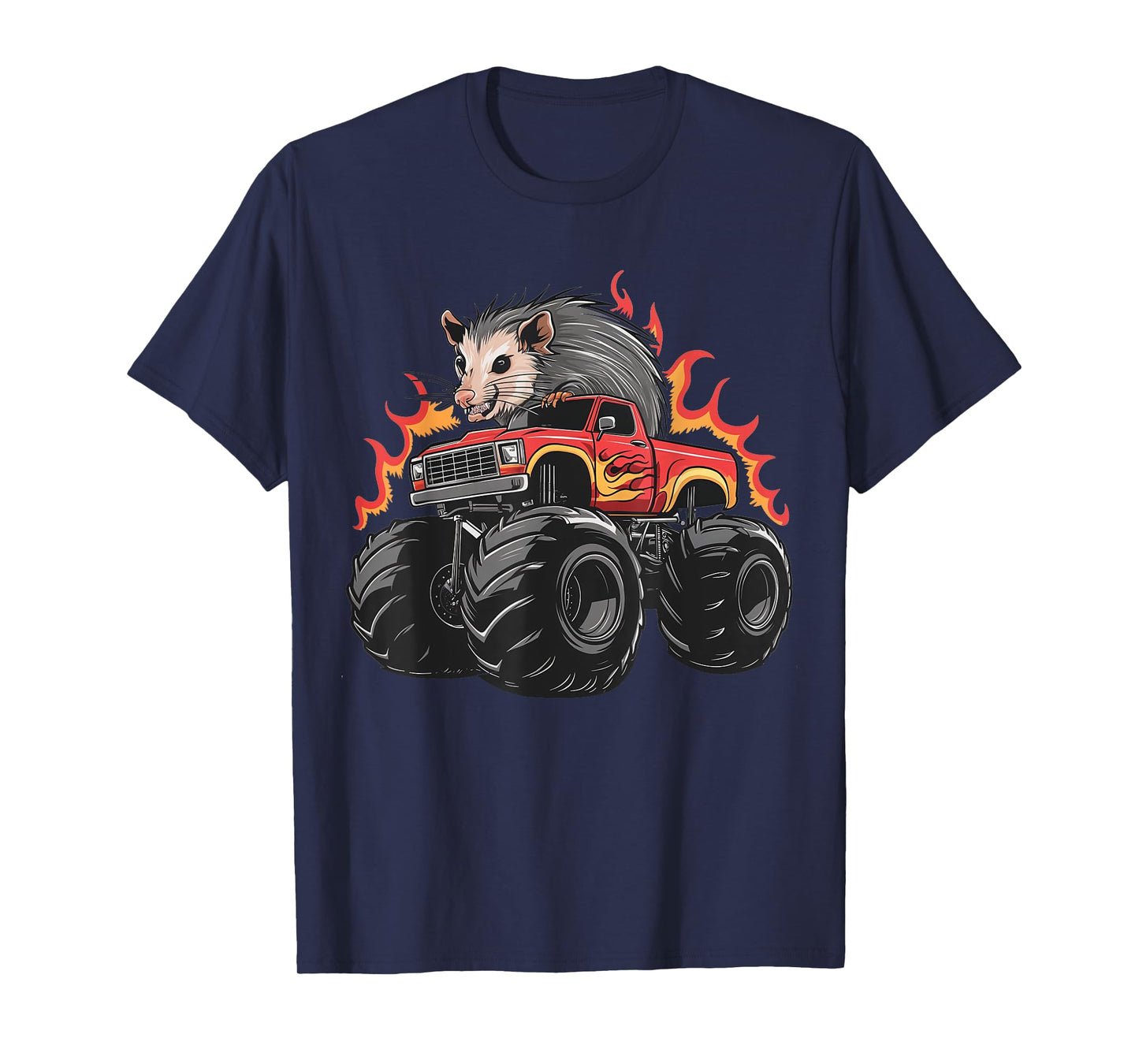 Angry Opossum Monster Truck Birthday Retro Truck T-Shirt