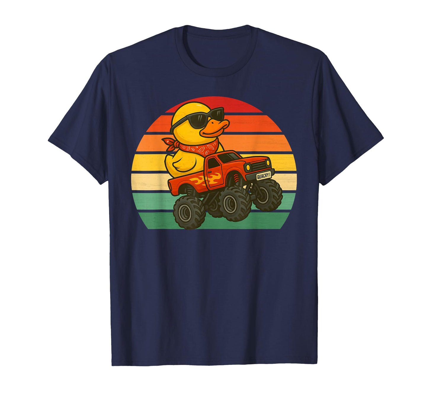 Rubber Duck Riding Monster Truck Retro Boys Rubber Ducky 70s T-Shirt