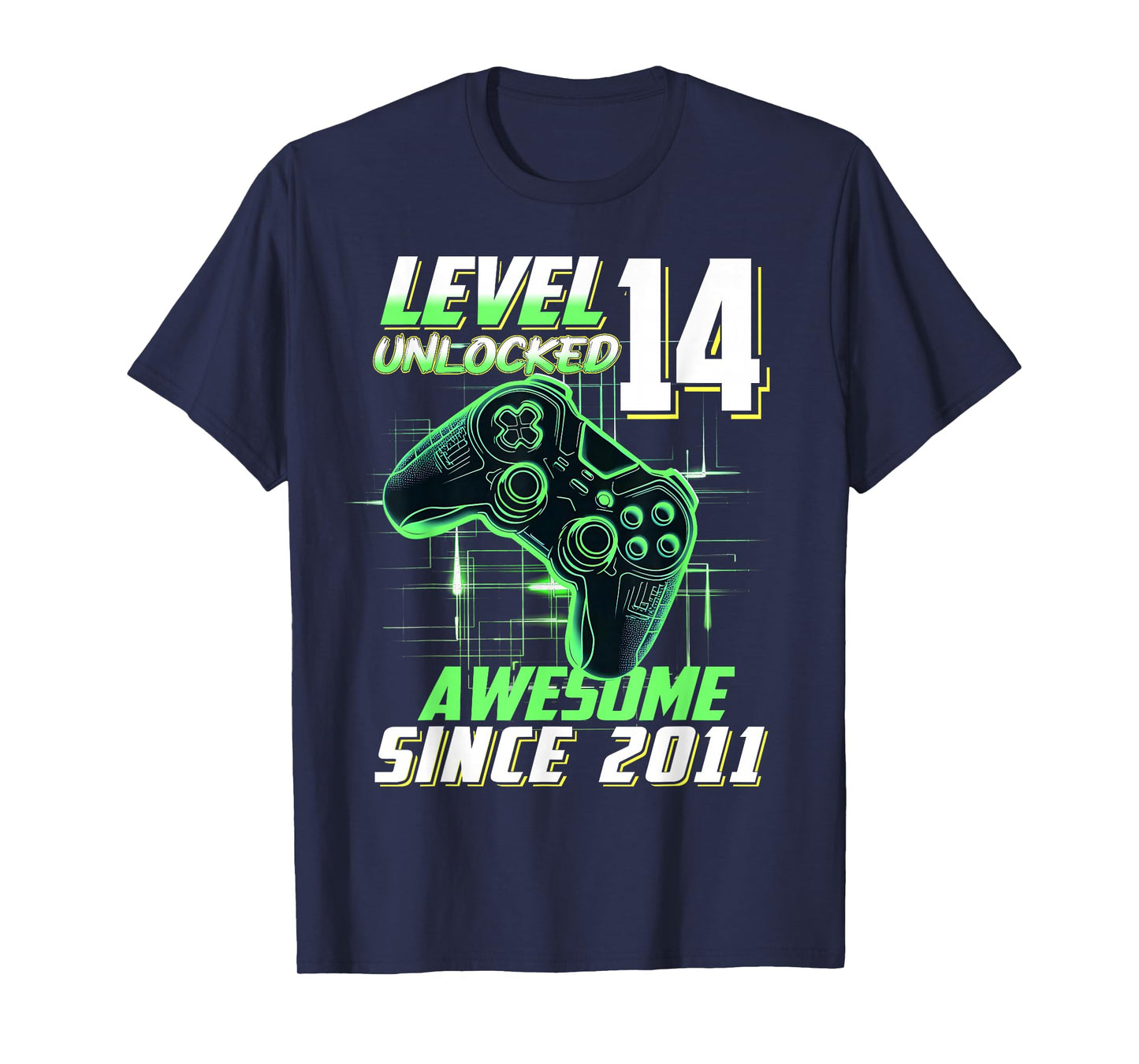 Level 14 Unlocked Awesome Since 2011 14th Birthday Gaming T-Shirt
