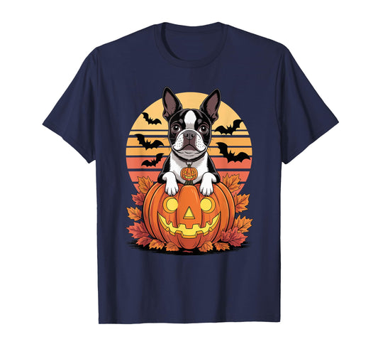 Halloween Retro Boston Terrier T-Shirt