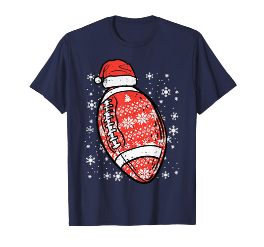 Christmas American Football Santa Xmas Sports Men Boys Kids T-Shirt