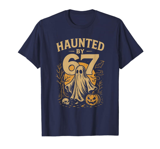 Haunted by 67 Ghost Funny Halloween Math Joke Student Retro T-Shirt