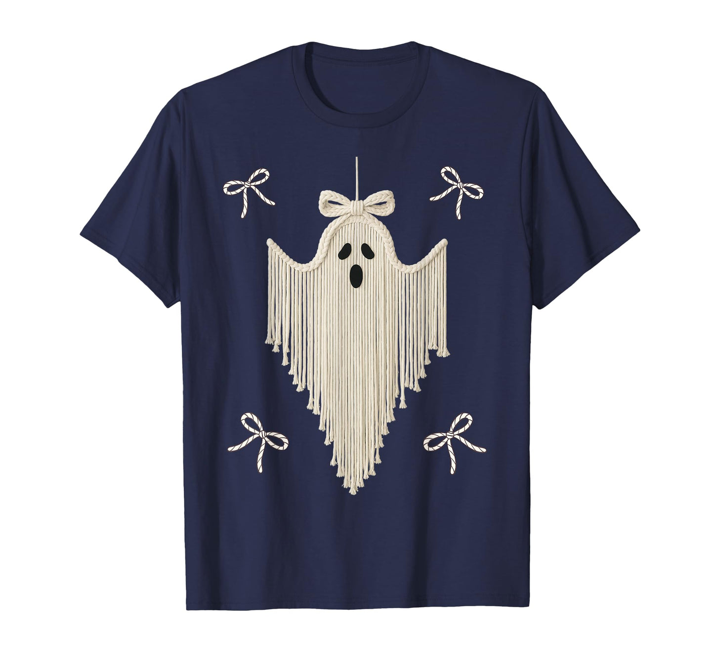 Girly Ghost Coquette Bow Cute Boat Rope Spooky Hanging Ghost T-Shirt
