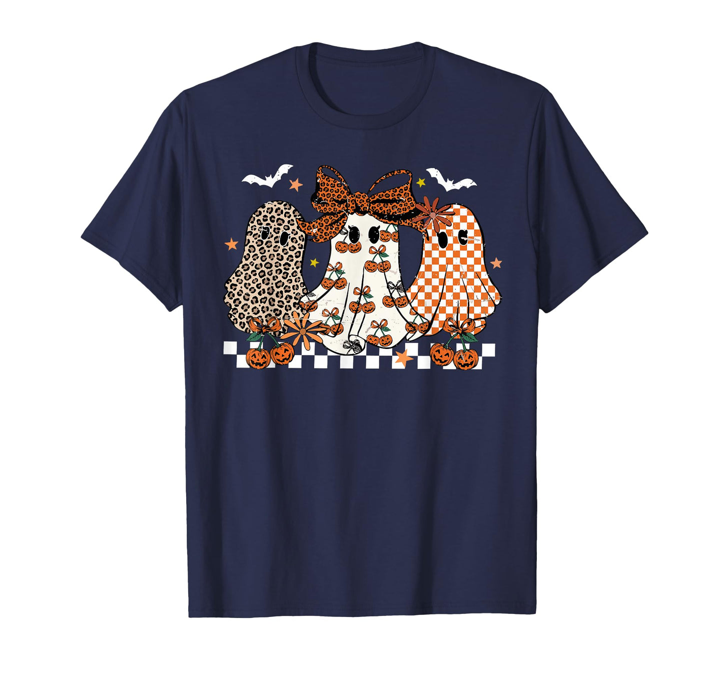 Halloween Ghost Coquette Bow Cherry Pumpkin Spooky Season T-Shirt