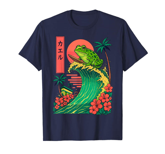 Frog Surfing Japanese T-Shirt