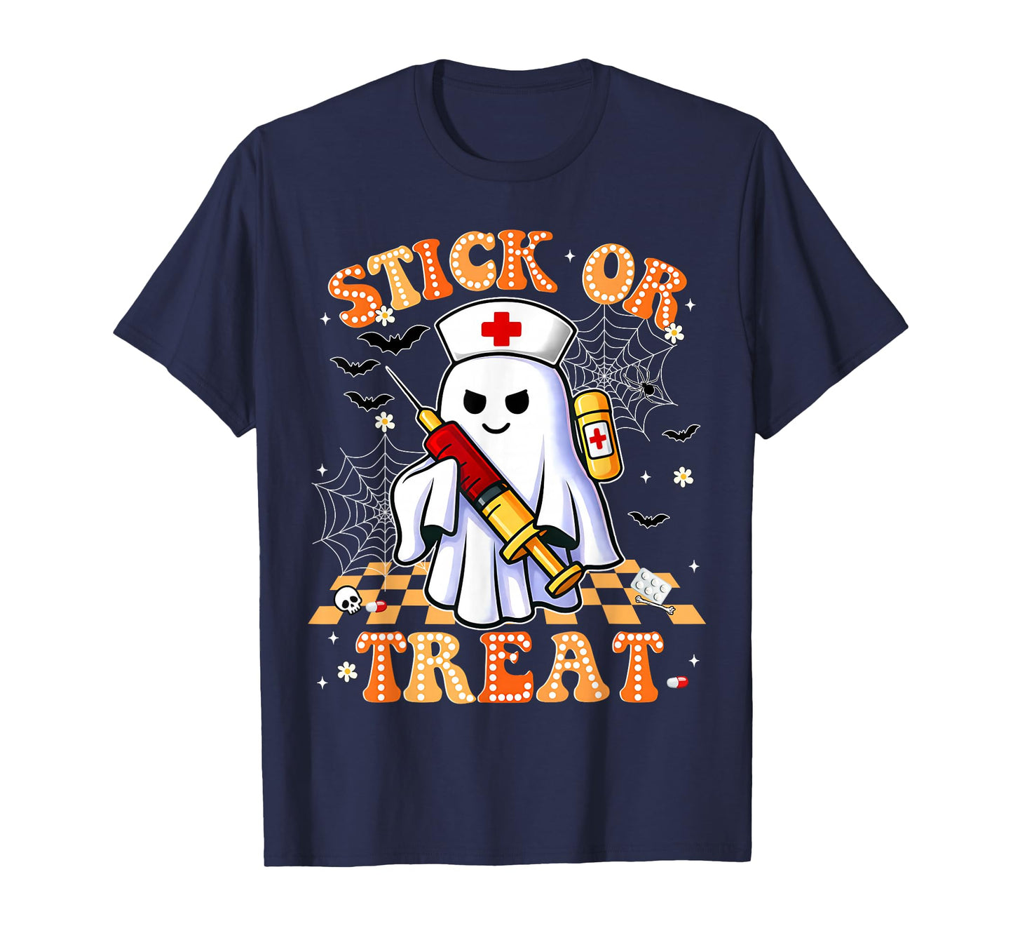 Funny Trick Or Treat Boo Nurse Halloween Costumes Men Women T-Shirt