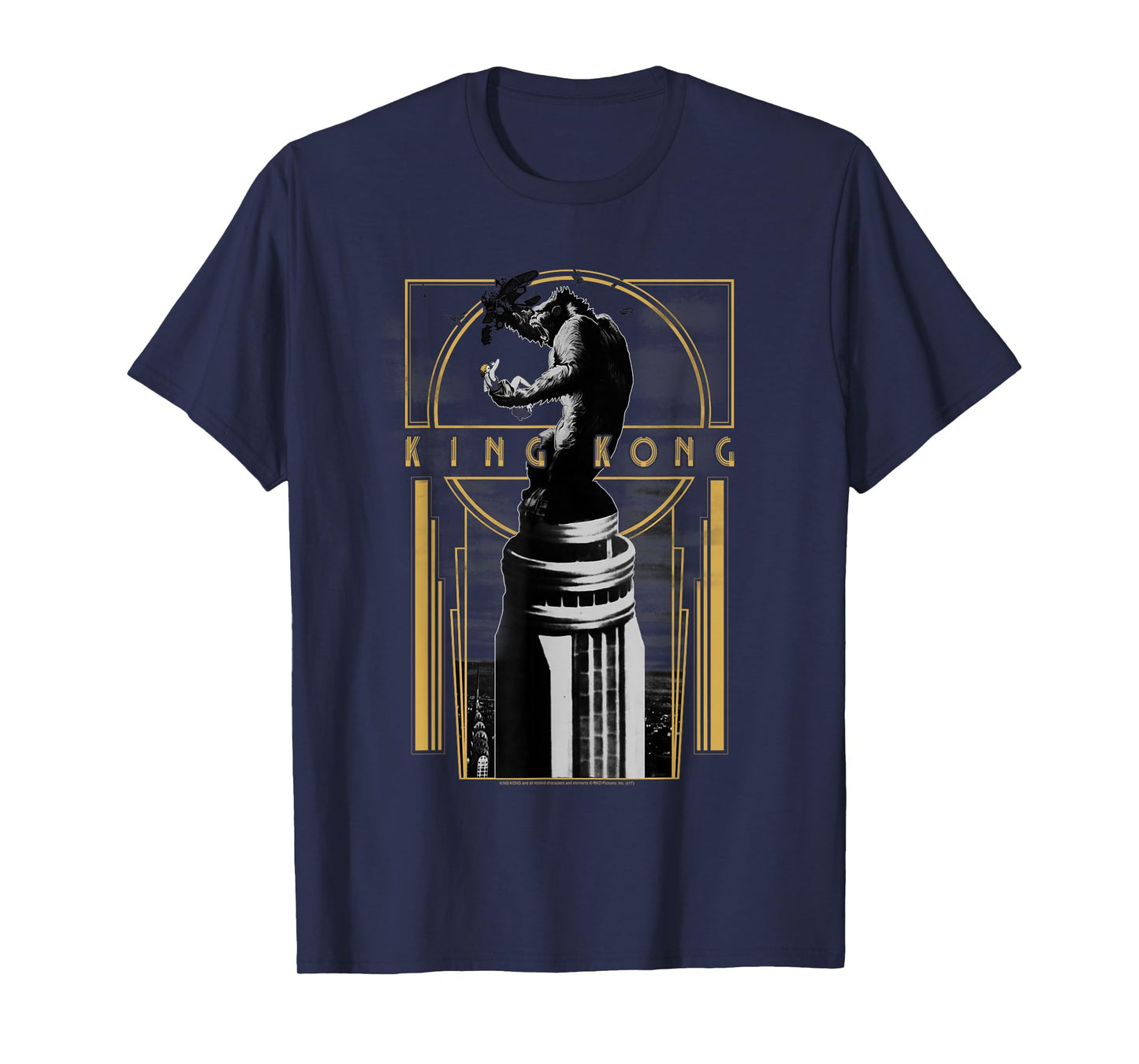 Warner Bros. King Kong Deco Grey Cotton Polyester Blend Regular Fit Crew Neck Short Sleeve T-Shirt, Small, Unisex-Adults, Women, Casual, Spring, Summer
