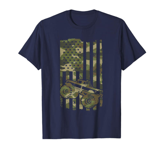 Monster Trucker Retro Monster Truck USA Flag 4th July T-Shirt