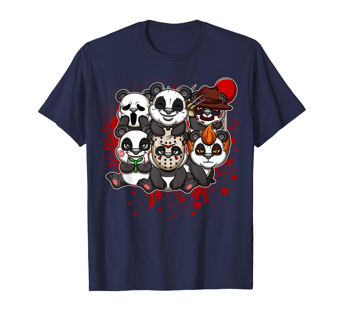 Favorite Classic Horror Movie Characters Animals - My Little Horror Crew - Halloween Pandas T-Shirt