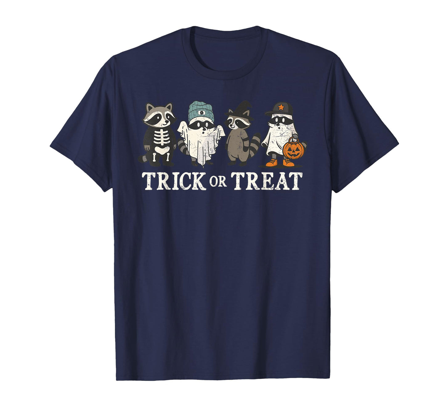 Cute Raccoon Ghost Funny Halloween Season Kids Men Women T-Shirt