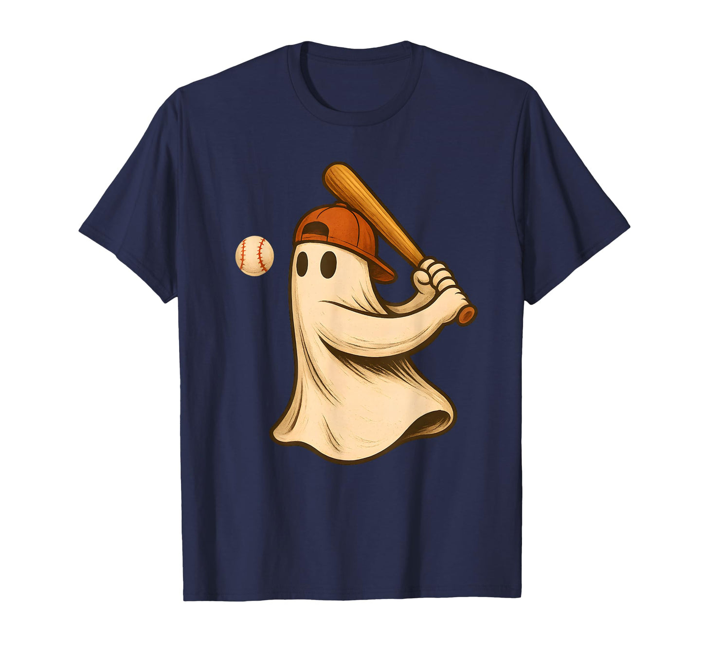Ghost Baseball Halloween Costume Funny Men Boys Kids T-Shirt