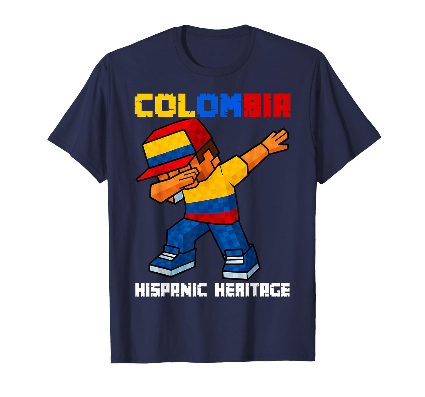 Colombia Dab Boy Game Pixel Hispanic Heritage Colombian Kids T-Shirt