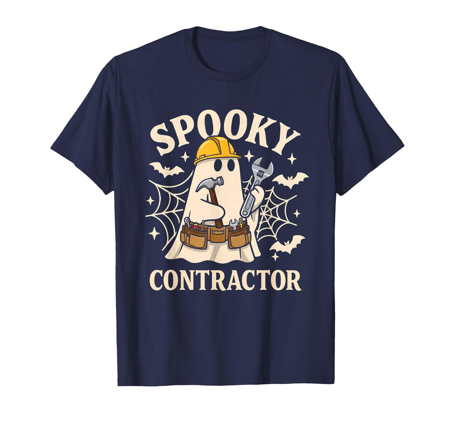 Spooky Contractor Halloween Costume Ghost Funny Construction T-Shirt