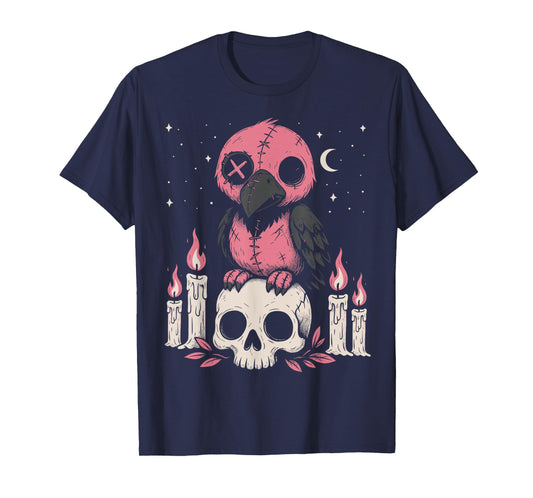 Creepy Cute Pastel Goth Crow Gothic Kawaii Raven Skull T-Shirt