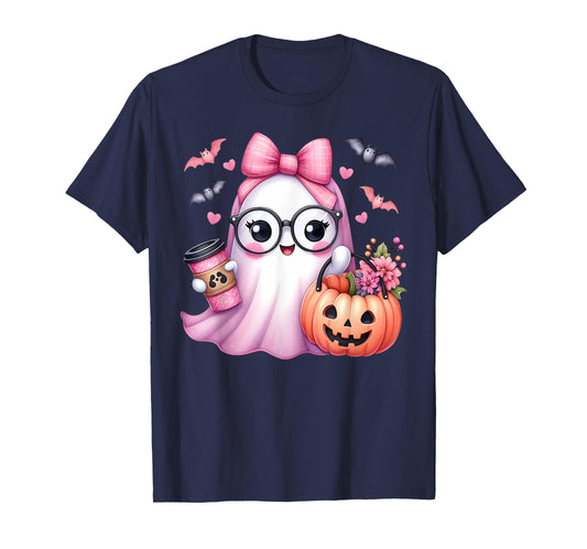 Cute Pink Ghost Boo Halloween Costume for Girl Kids Toddler T-Shirt