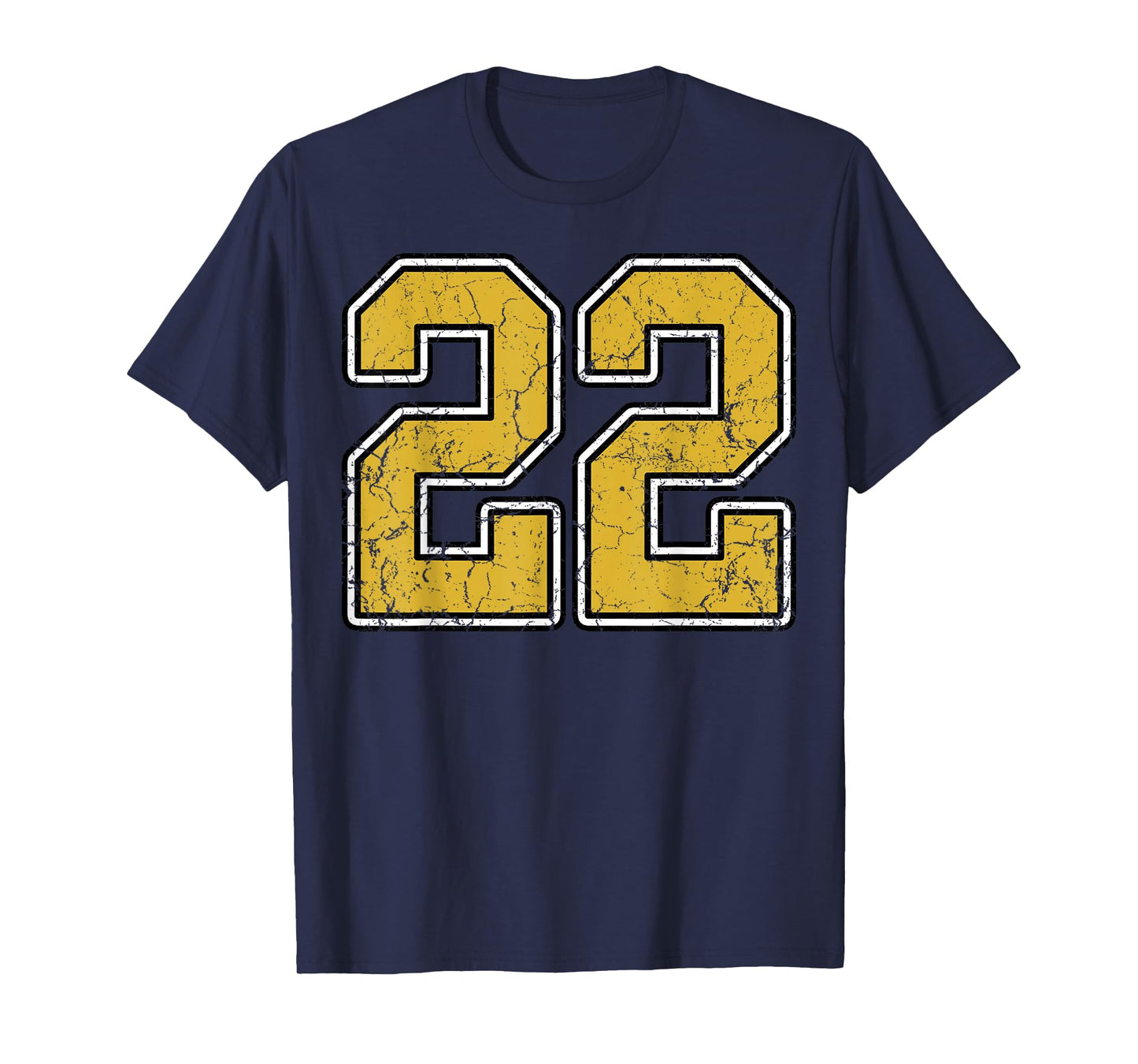Old Gold Black White Sports Number 22 Jersey Uniform Player T-Shirt