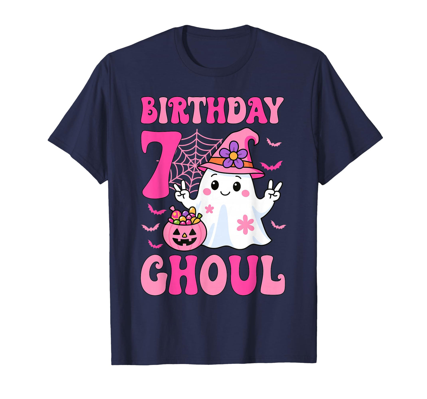 I'm 7 Years Old Girls Cute Ghost It's My 7th Birthday Ghoul T-Shirt