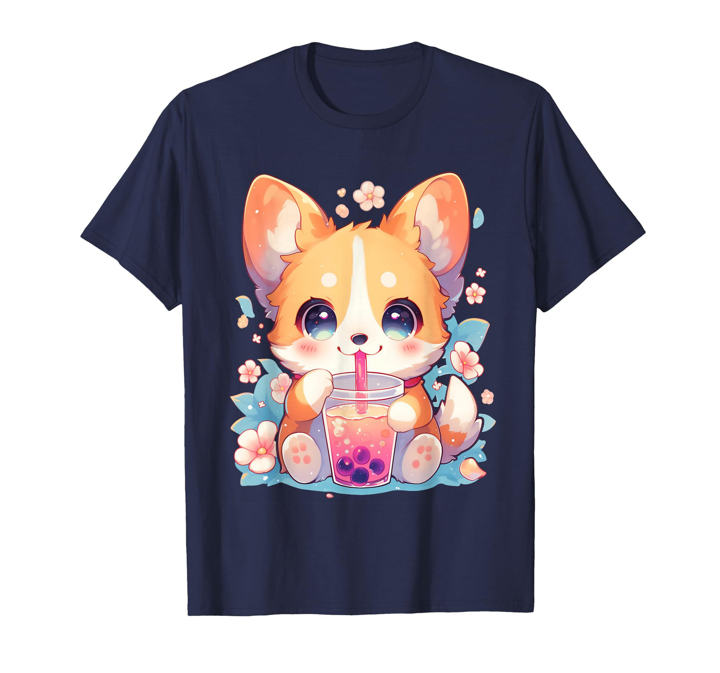 Boba Tea Bubble Tea Anime Kawaii Corgi Puppy T-Shirt