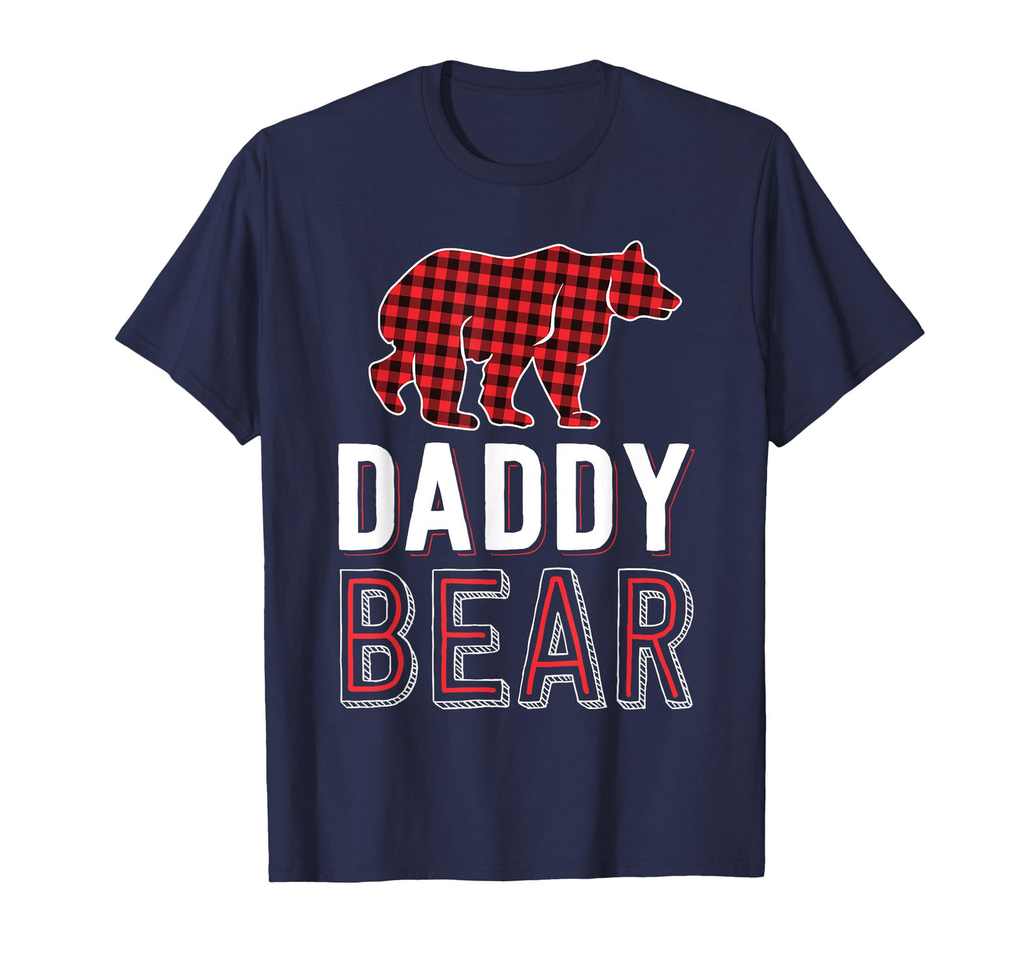 Daddy Bear Dad Red Buffalo Plaid Matching Family Christmas T-Shirt