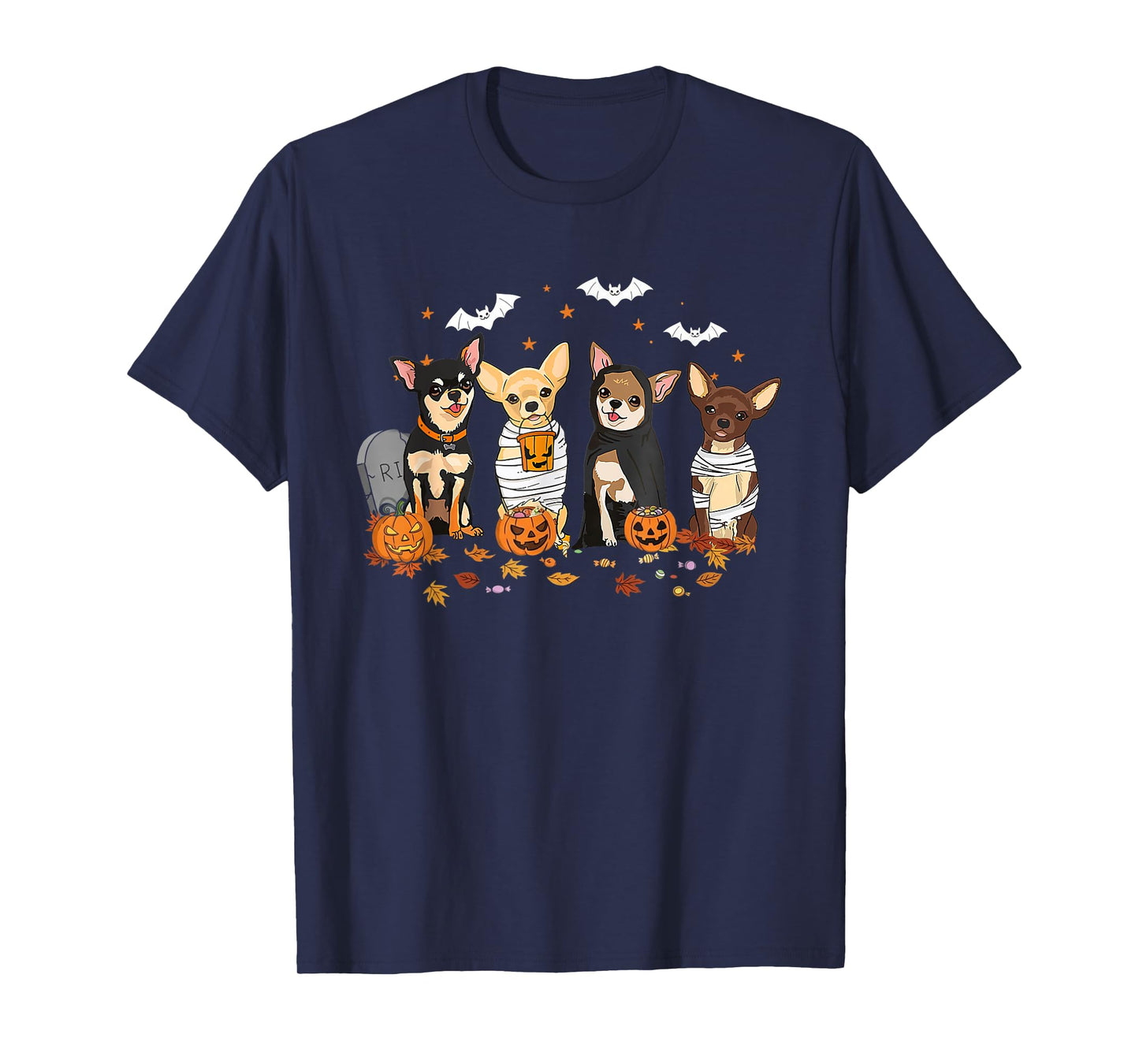 Funny Pumpkin Ghost Chihuahua Halloween Chihuahua Dog Mom T-Shirt