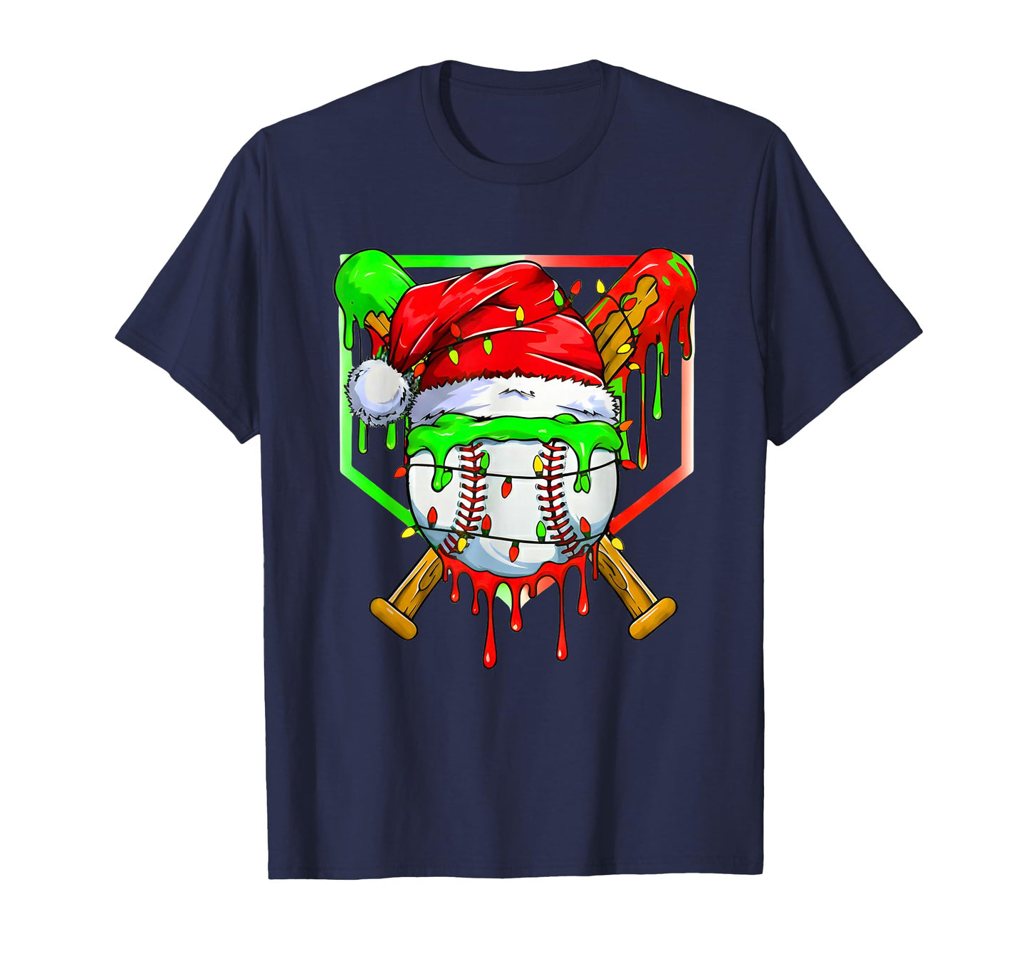 Christmas Baseball Drip for Boys Ice Cream Drip Baseball T-Shirt
