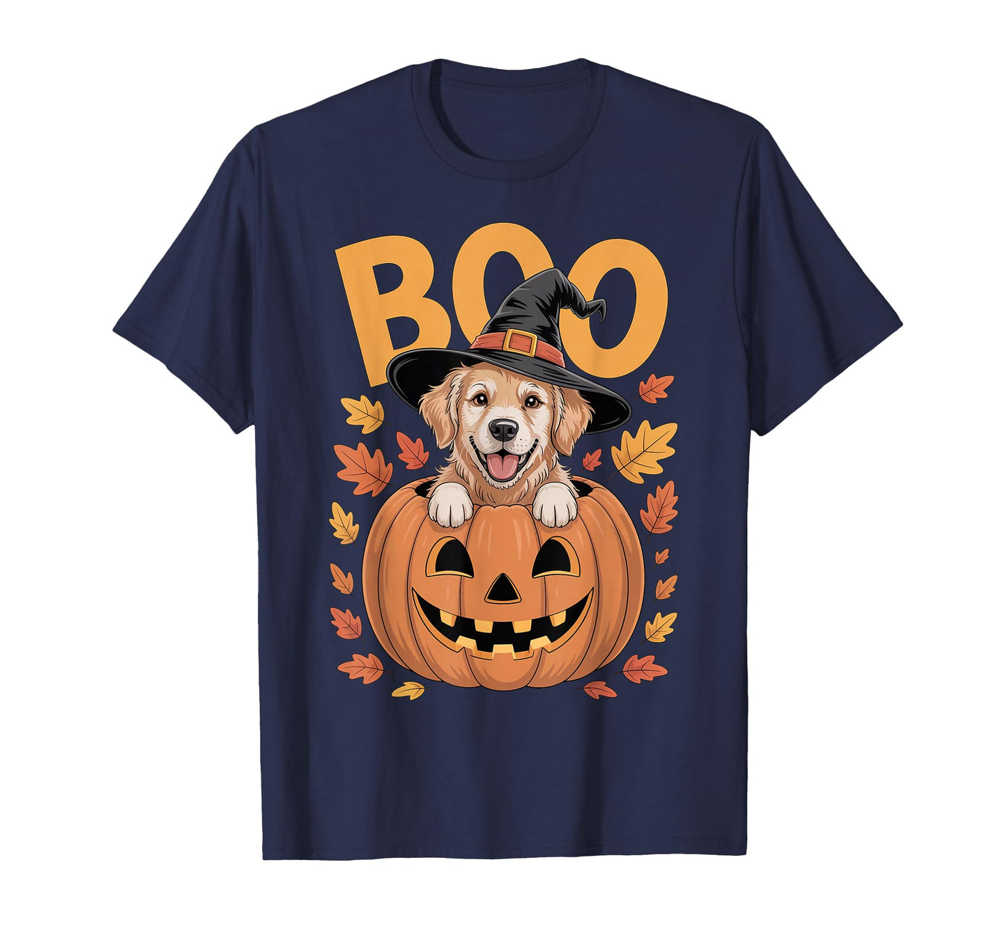 Golden Costume on Pumpkin Halloween Golden Retriever T-Shirt