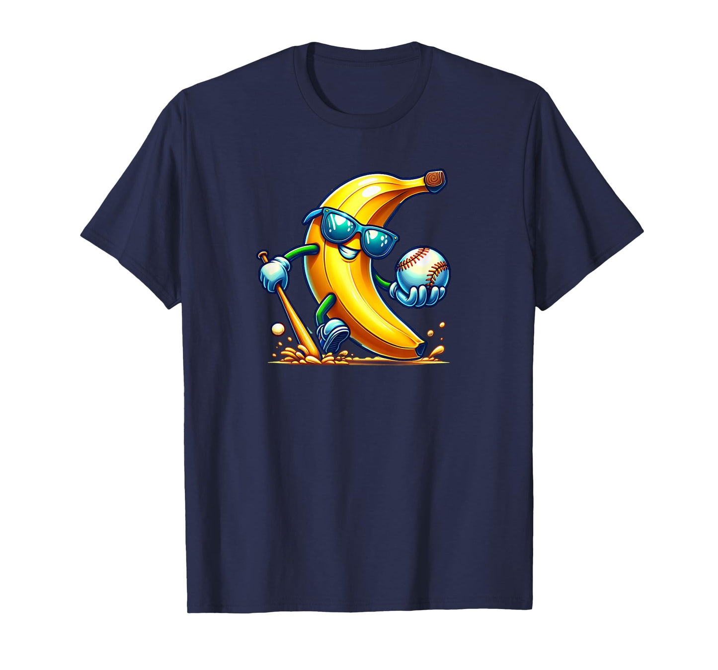 Banana Playing Baseball Fruit Lover Baseball Player T-Shirt