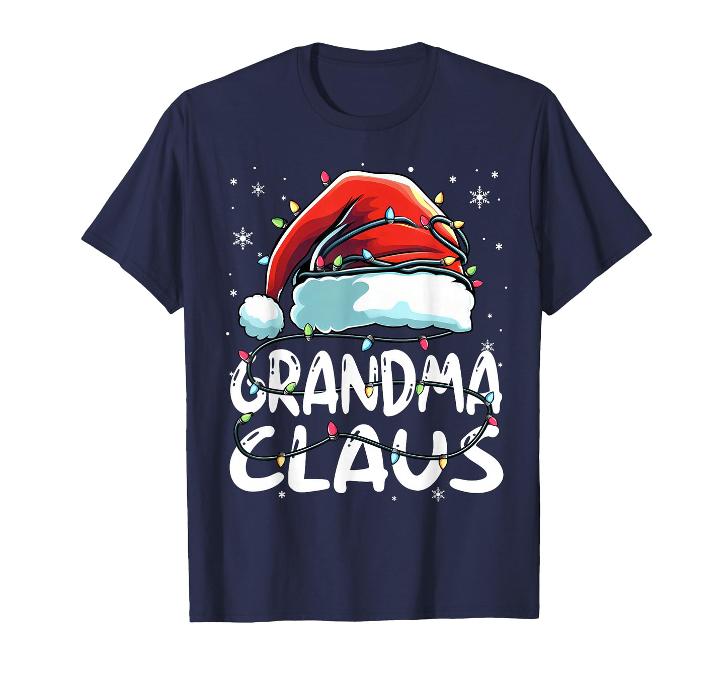 Grandma Claus Christmas Lights Matching Family Xmas Pajama T-Shirt