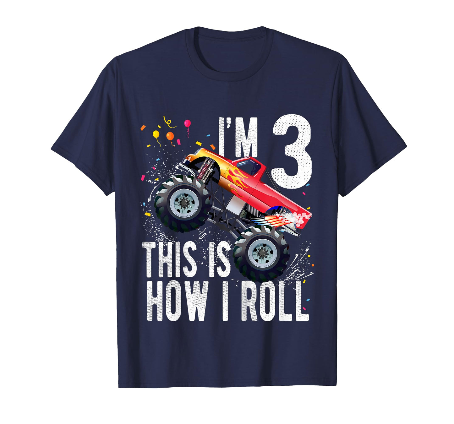 Kids 3 Year Old Shirt 3rd Birthday Boy Monster Truck Car T-Shirt