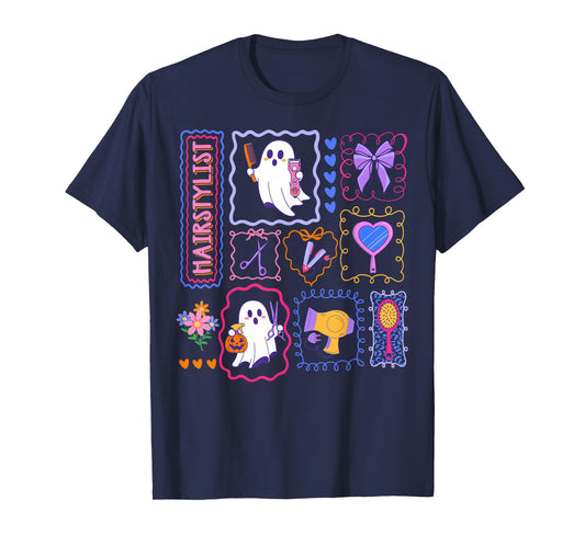 Funny Spooky Ghost Hair Stylist Halloween Hair Salon Women T-Shirt