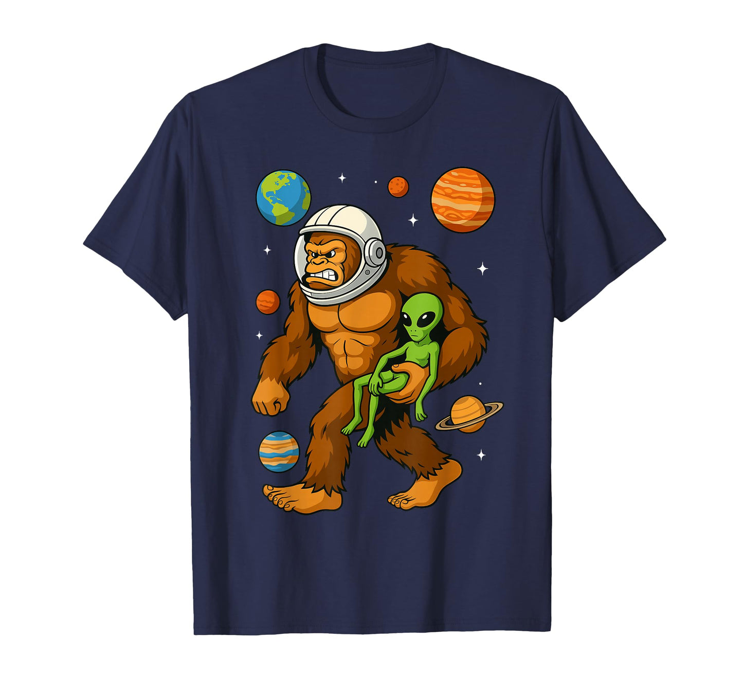 Astronaut Bigfoot Alien Space Funny UFO Space Tee T-Shirt