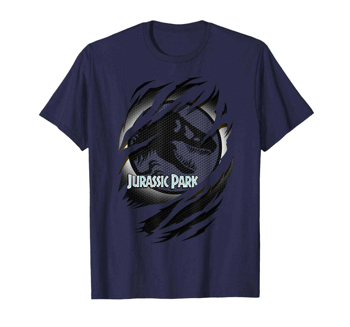 Jurassic Park Slashed White Glow T-Rex Logo Graphic T-Shirt T-Shirt