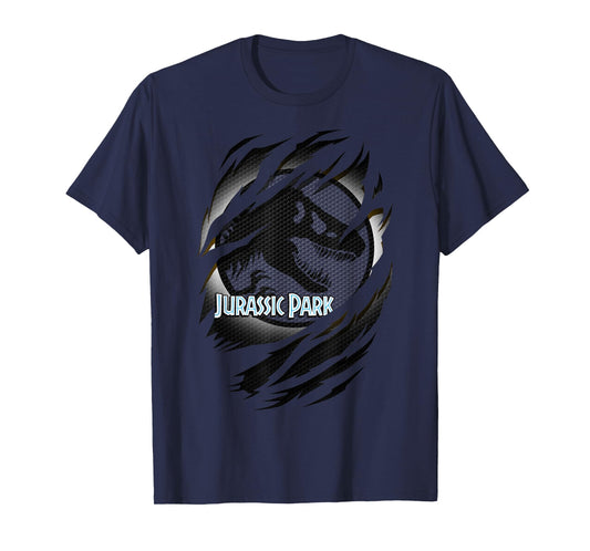 Jurassic Park Slashed White Glow T-Rex Logo Graphic T-Shirt T-Shirt