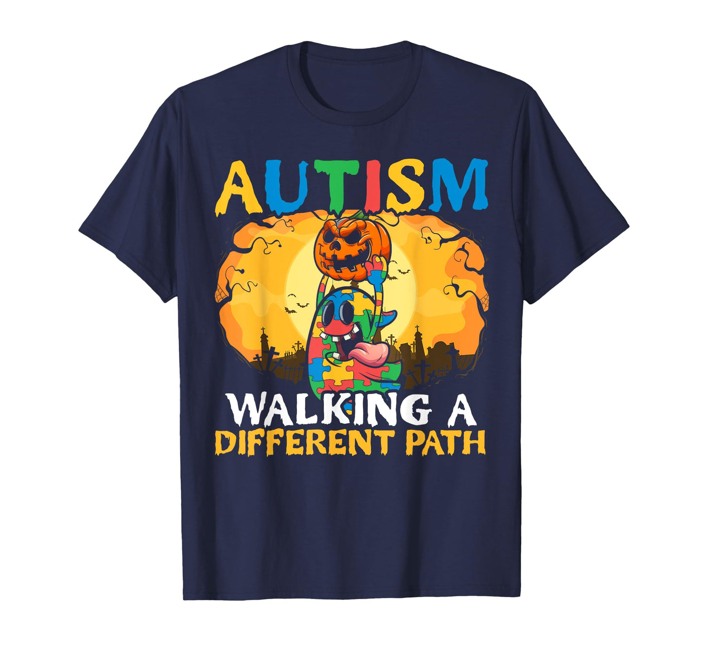 Autism Halloween Puzzle Trick Or Treat Autism Awareness T-Shirt