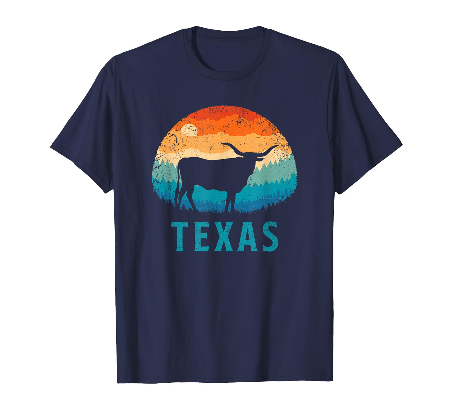 Texas Longhorn Cow Vintage Texan Cattle Herd Retro Lone Star T-Shirt