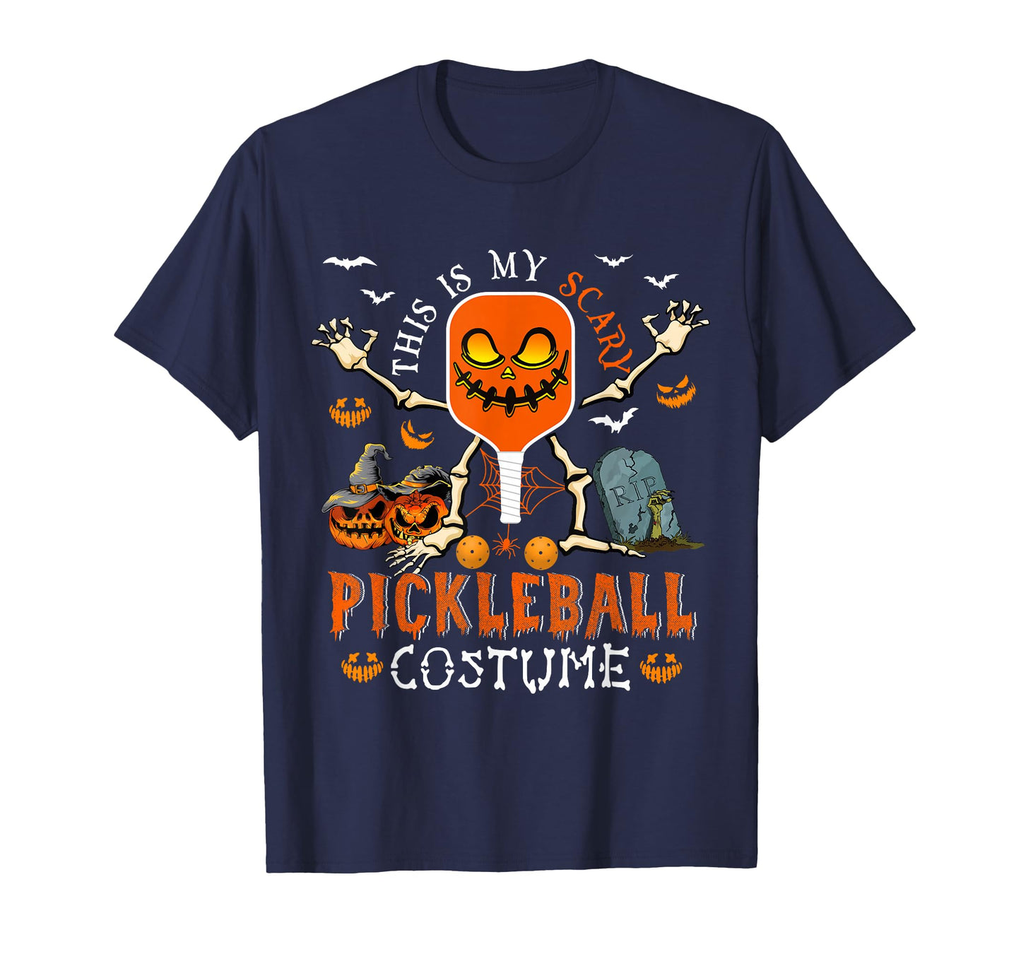 This Is My Scary Pickleball Costume Halloween Skeleton Lover T-Shirt