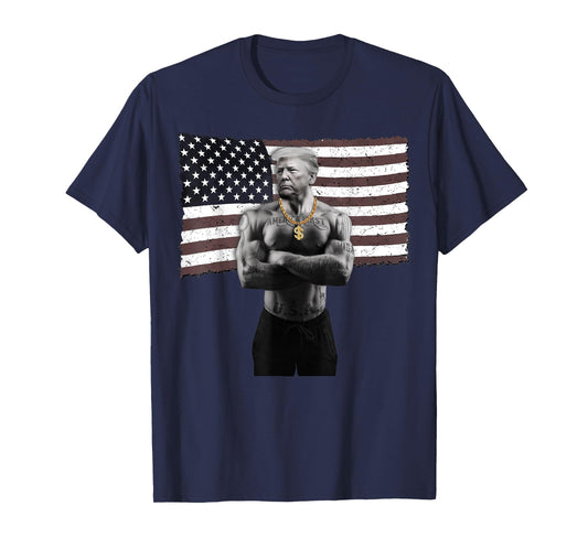 Gangster Donald Trump Tattoo Republican Funny Hip Hop Chain T-Shirt