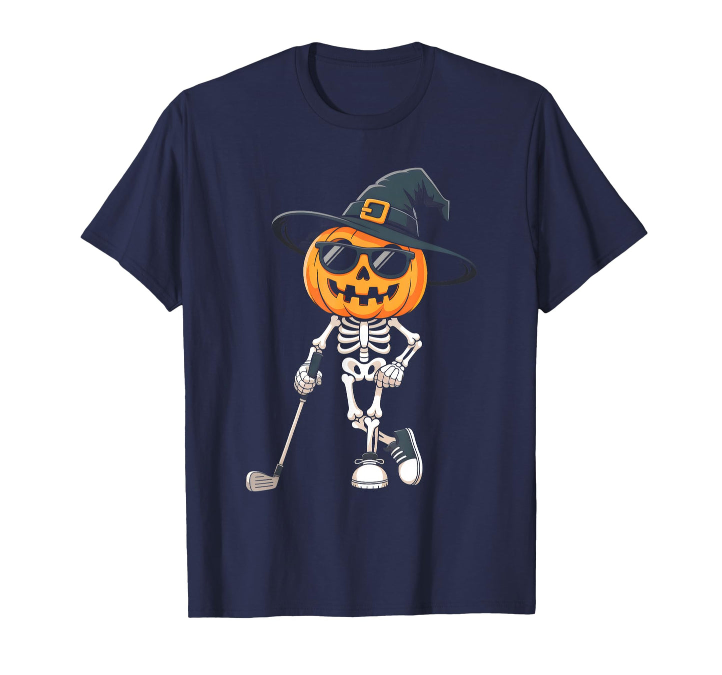 Skeleton Playing Golf Men Dad Father Funny Halloween Costume T-Shirt