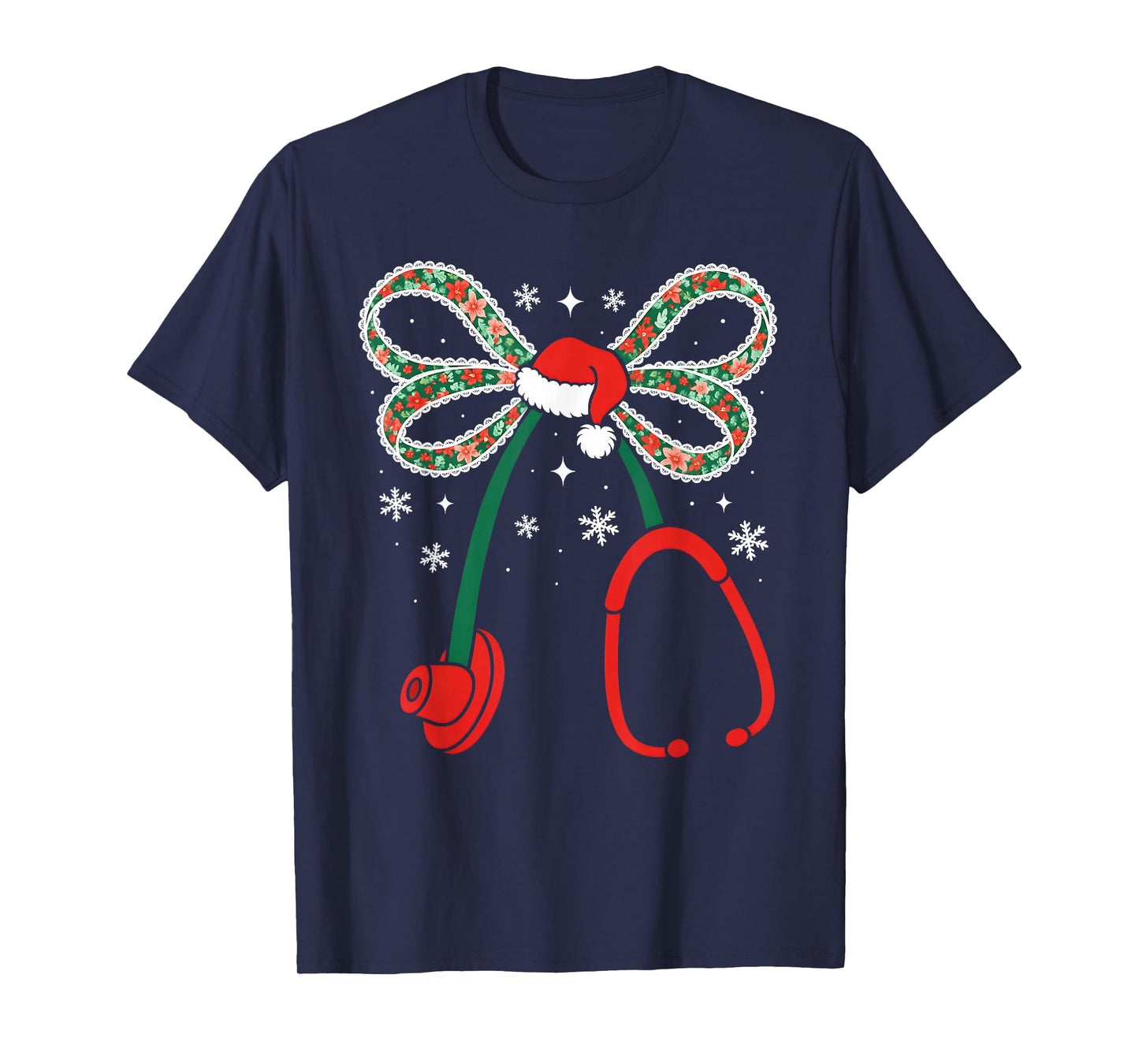 Nurse Coquette Bow Stethoscope Nursing Xmas Pjs Christmas T-Shirt
