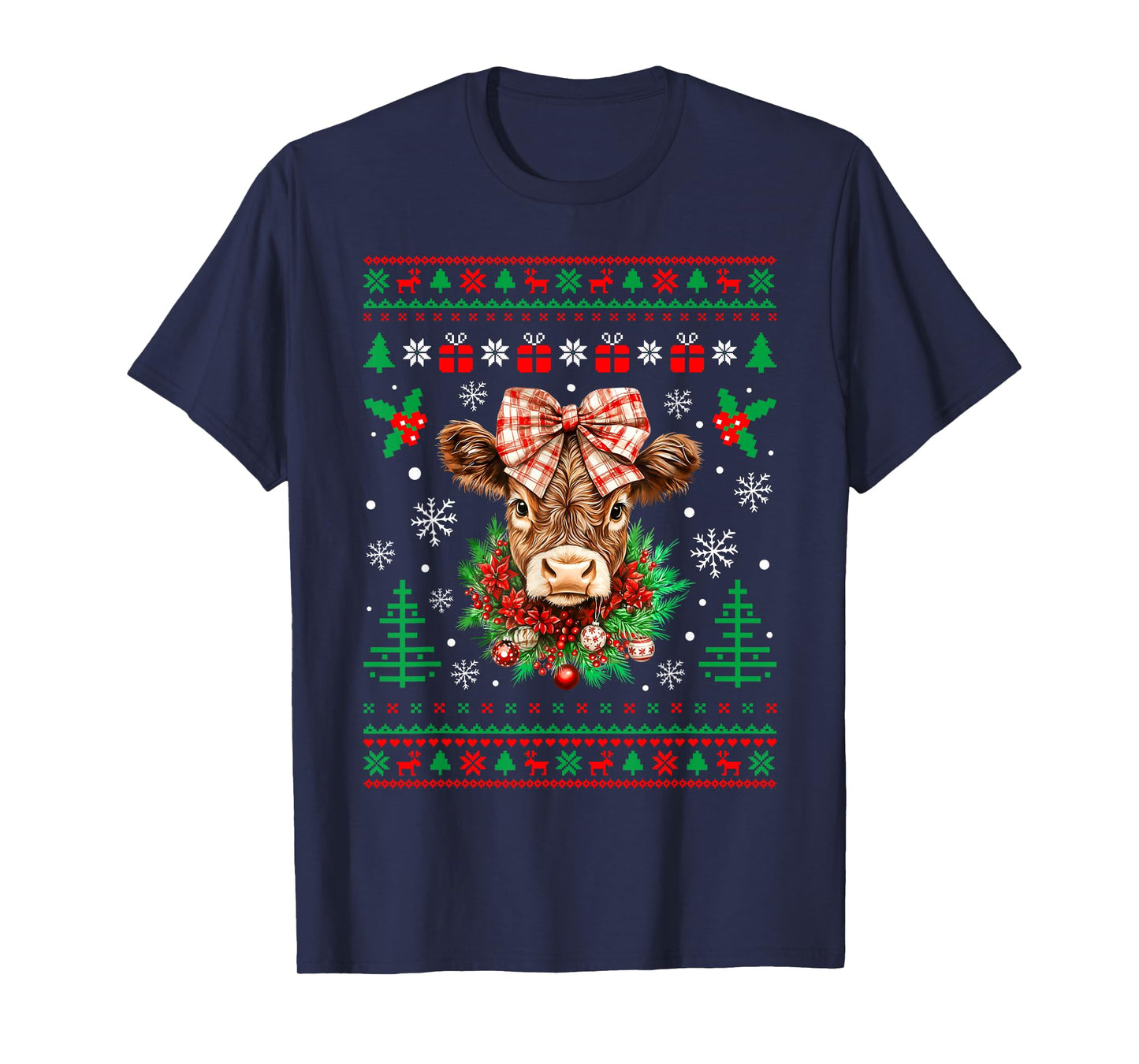Cow Christmas Western Cowgirl Cowboy Ugly Xmas Sweater T-Shirt