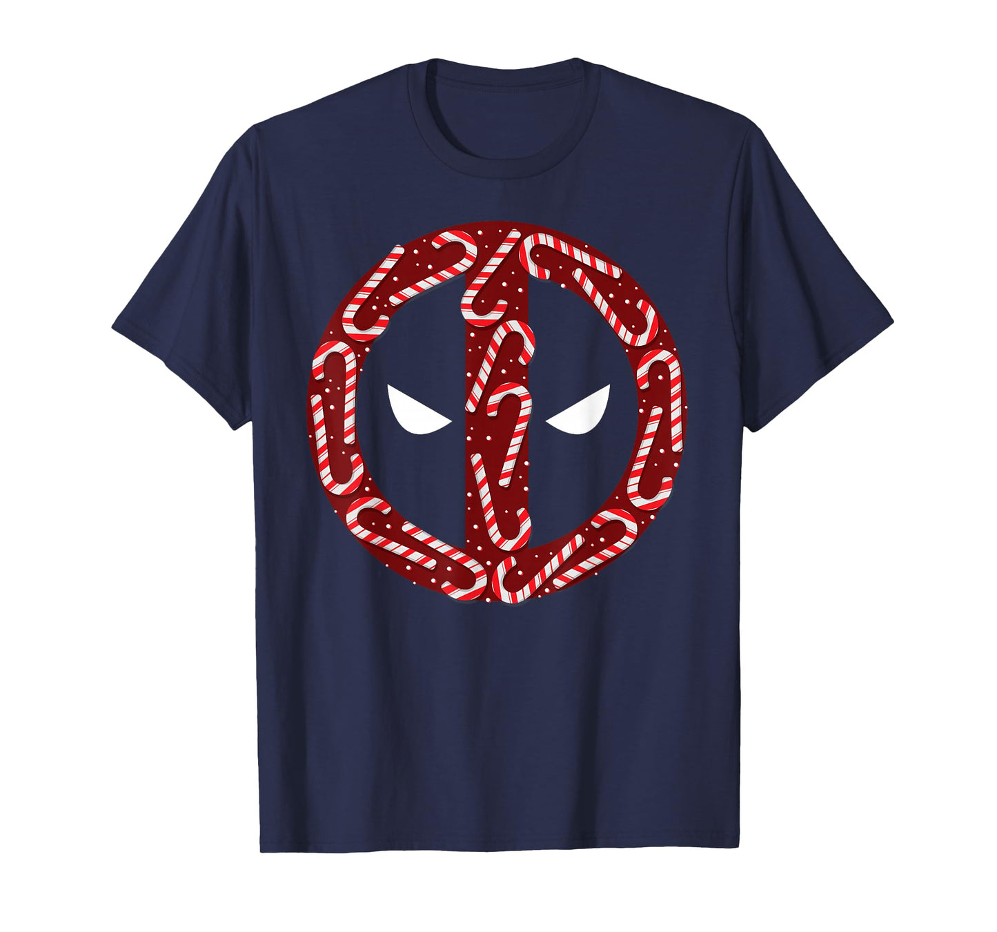 Marvel Deadpool Holiday Christmas Candy Cane Mask Icon Logo T-Shirt