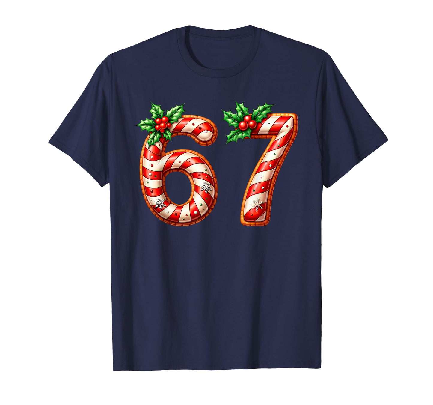 Funny Six Seven 67 Meme Gen Alpha Slang 6 7 Candy Cane T-Shirt