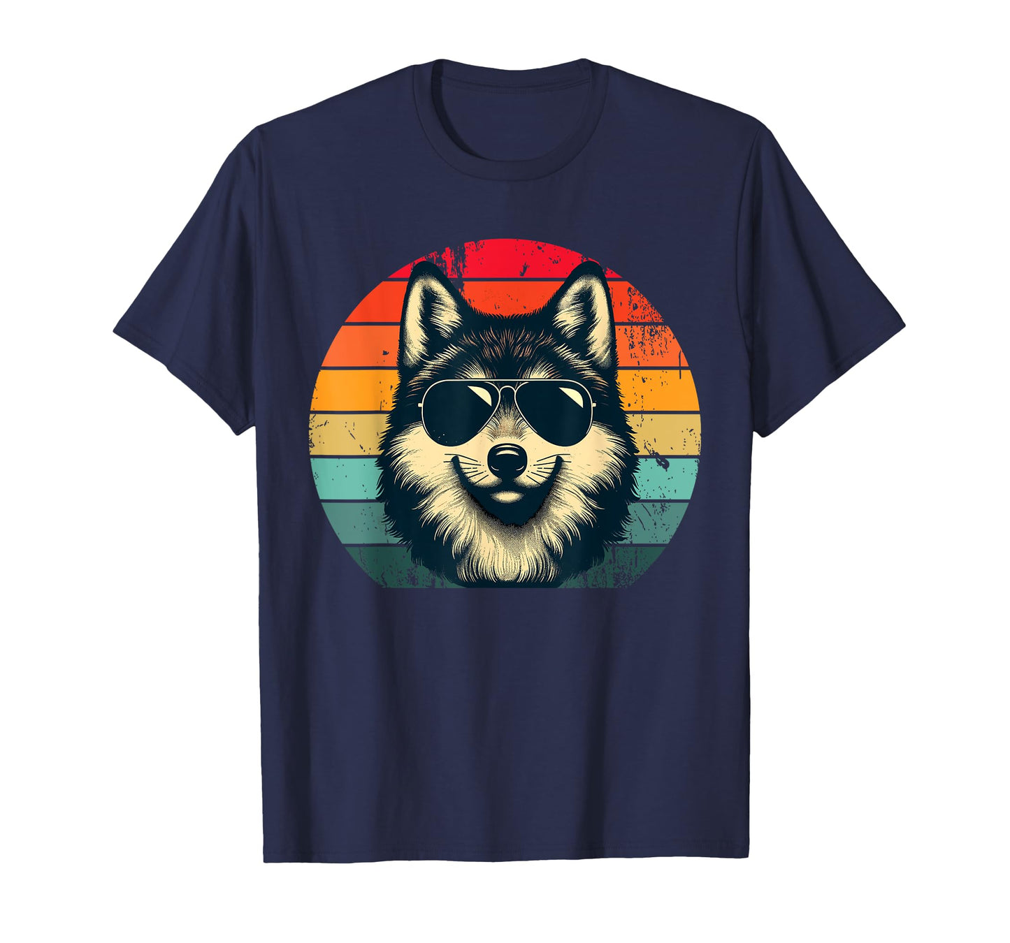 Cool Retro Wolf in Sunglasses 70s 80s 90s Novelty Funny Wolf T-Shirt