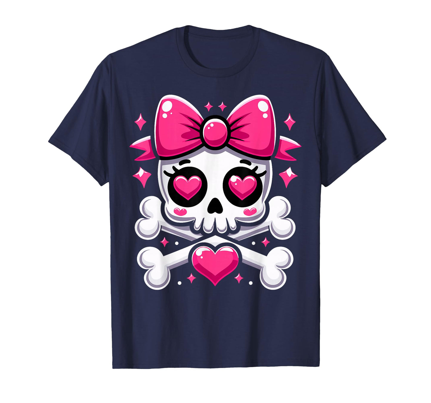 Skull with Bow Pink Girl Skull Halloween T-Shirt