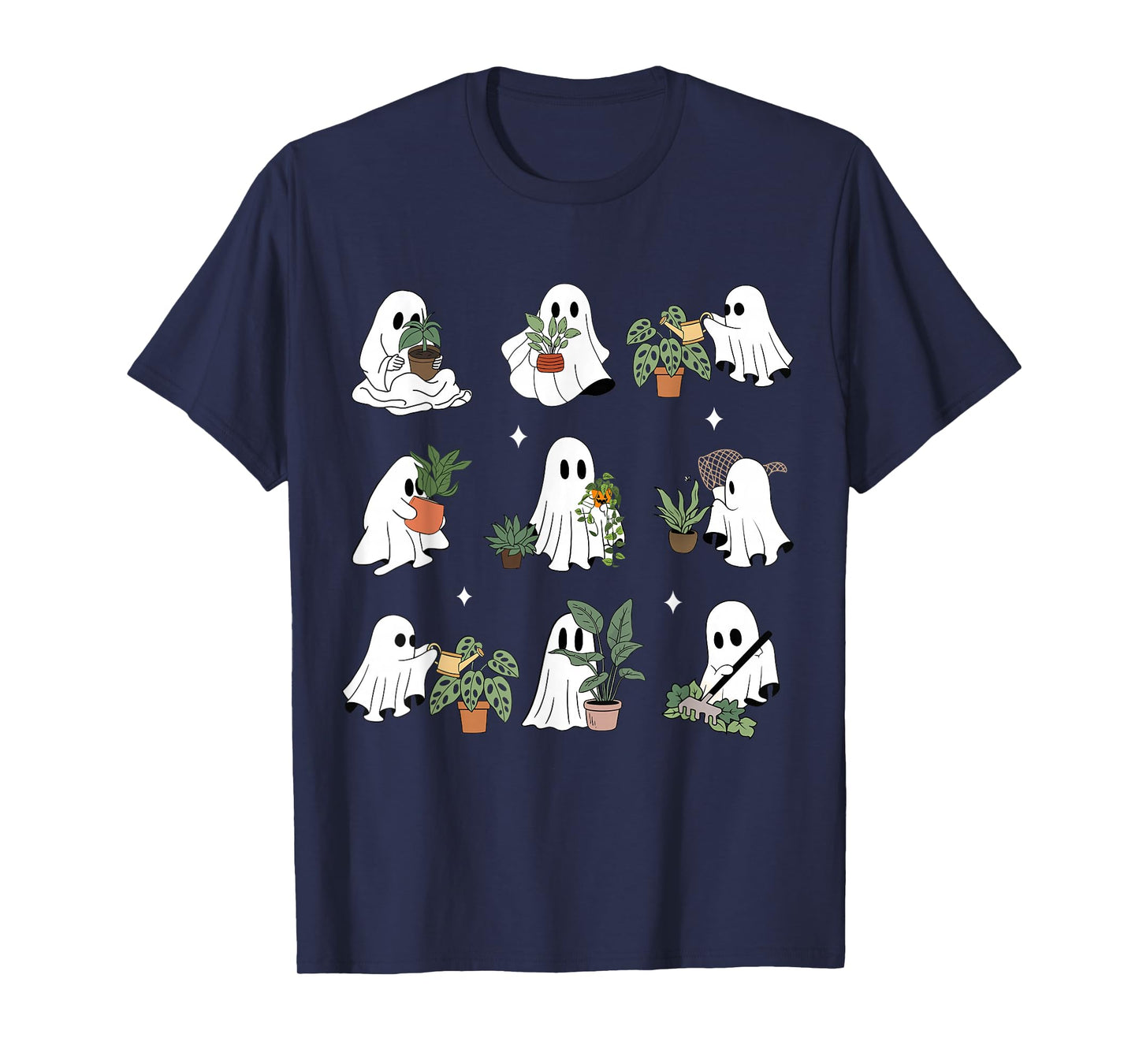 Ghost Plant Lady Retro Halloween Plants Spooky Mom Women T-Shirt