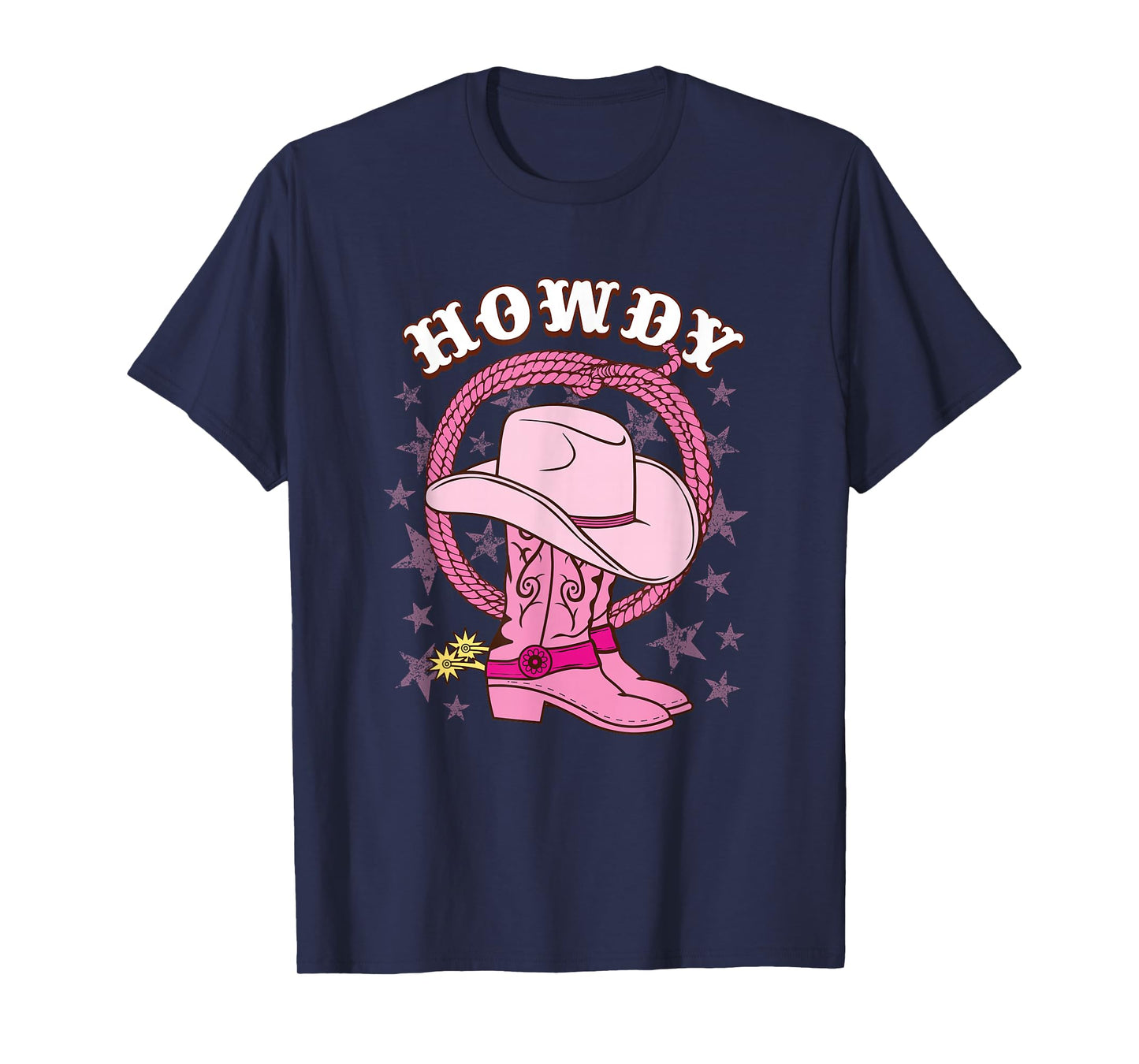 Howdy Pink Cowboy Hat Boots Country Western Rodeo for Women T-Shirt