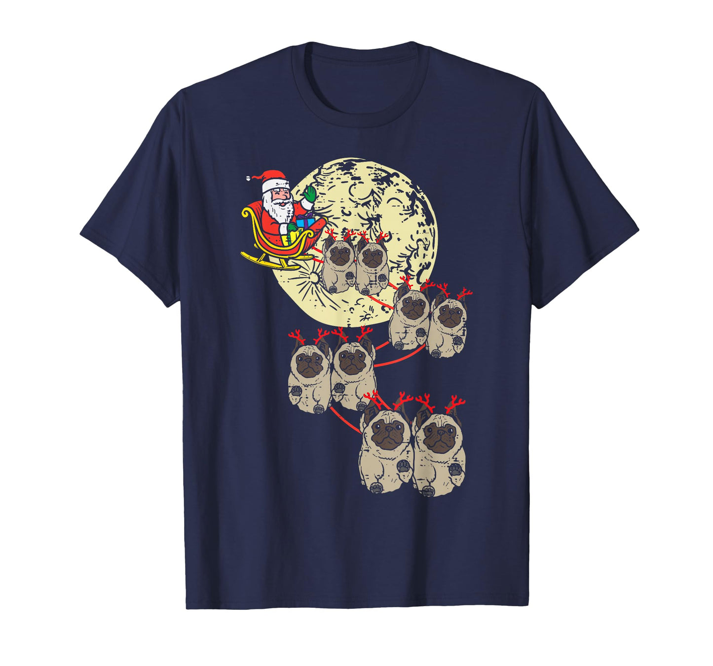 Reindeer Pug Santa Christmas Animal Pet Xmas Dog Lover PJ T-Shirt