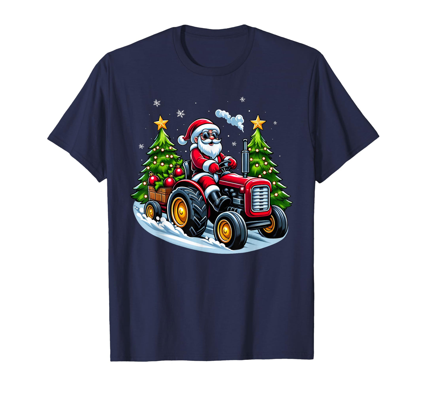 Christmas Tractor Santa Xmas Farm Truck Men Boys Kids T-Shirt